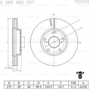 BOSCH 0 986 AB9 507 - Jarrulevy inparts.fi