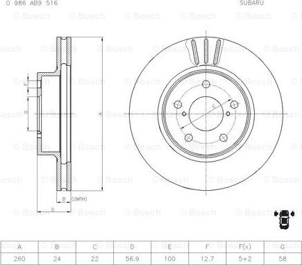 BOSCH 0 986 AB9 516 - Jarrulevy inparts.fi