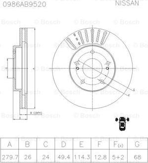 BOSCH 0 986 AB9 520 - Jarrulevy inparts.fi