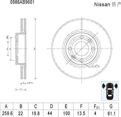 BOSCH 0 986 AB9 601 - Jarrulevy inparts.fi