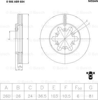 BOSCH 0 986 AB9 684 - Jarrulevy inparts.fi