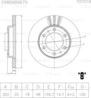 BOSCH 0 986 AB9 670 - Jarrulevy inparts.fi