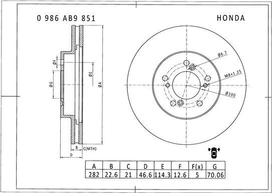 BOSCH 0 986 AB9 851 - Jarrulevy inparts.fi