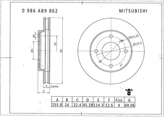 BOSCH 0 986 AB9 862 - Jarrulevy inparts.fi