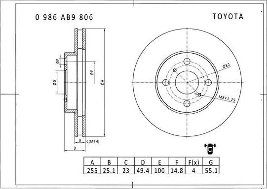 BOSCH 0 986 AB9 806 - Jarrulevy inparts.fi