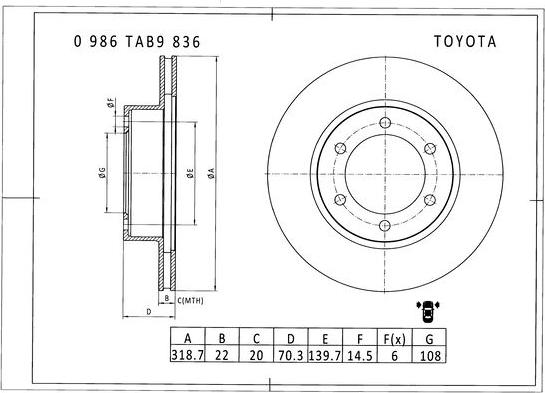 BOSCH 0 986 AB9 836 - Jarrulevy inparts.fi