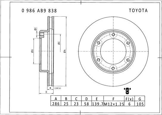 BOSCH 0 986 AB9 838 - Jarrulevy inparts.fi