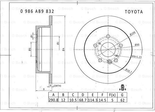 BOSCH 0 986 AB9 832 - Jarrulevy inparts.fi