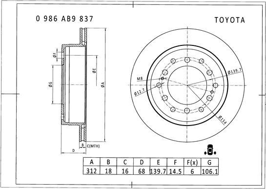 BOSCH 0 986 AB9 837 - Jarrulevy inparts.fi