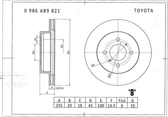 BOSCH 0 986 AB9 821 - Jarrulevy inparts.fi