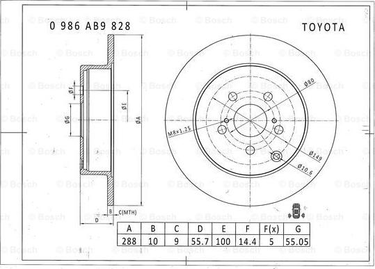 BOSCH 0 986 AB9 828 - Jarrulevy inparts.fi