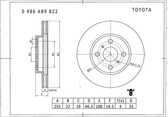 BOSCH 0 986 AB9 822 - Jarrulevy inparts.fi