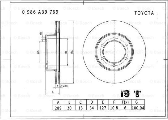 BOSCH 0 986 AB9 769 - Jarrulevy inparts.fi