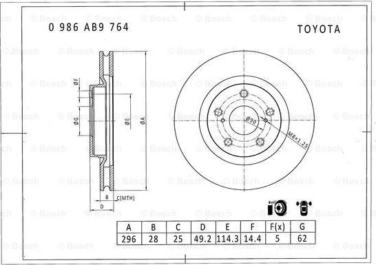 BOSCH 0 986 AB9 764 - Jarrulevy inparts.fi