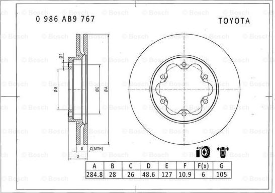 BOSCH 0 986 AB9 767 - Jarrulevy inparts.fi