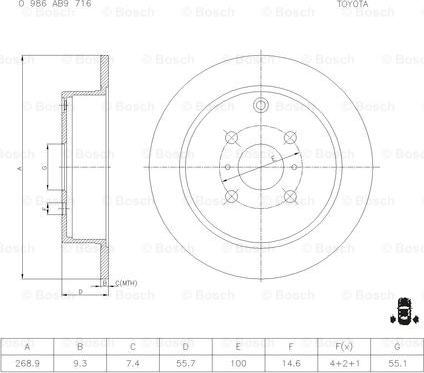 BOSCH 0 986 AB9 716 - Jarrulevy inparts.fi