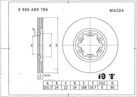 BOSCH 0 986 AB9 786 - Jarrulevy inparts.fi