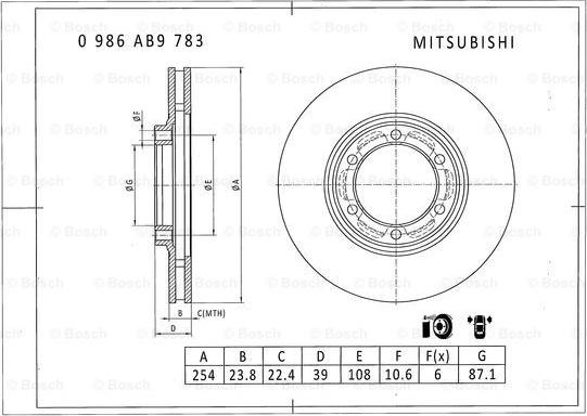 BOSCH 0 986 AB9 783 - Jarrulevy inparts.fi