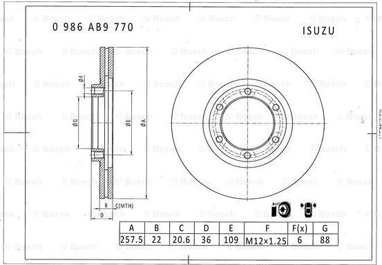 BOSCH 0 986 AB9 770 - Jarrulevy inparts.fi