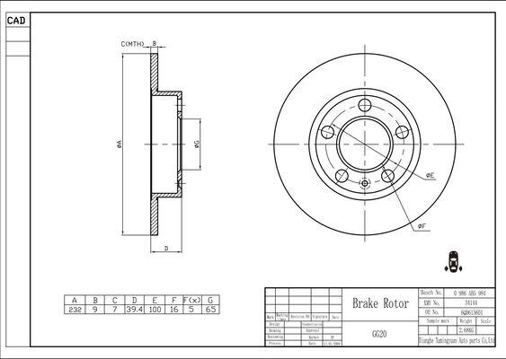 BOSCH 0 986 AB5 984 - Jarrulevy inparts.fi