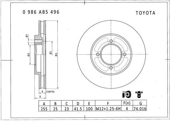 BOSCH 0 986 AB5 496 - Jarrulevy inparts.fi