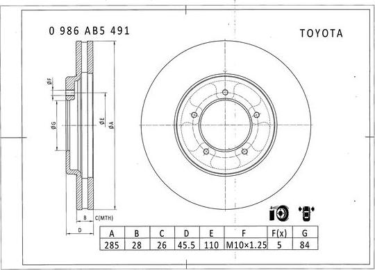 BOSCH 0 986 AB5 491 - Jarrulevy inparts.fi