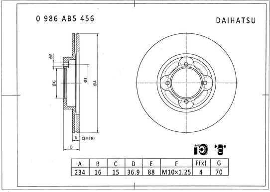 BOSCH 0 986 AB5 456 - Jarrulevy inparts.fi