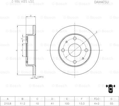 BOSCH 0 986 AB5 450 - Jarrulevy inparts.fi