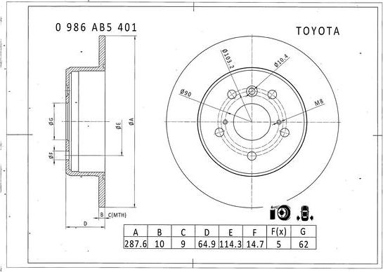 BOSCH 0 986 AB5 401 - Jarrulevy inparts.fi