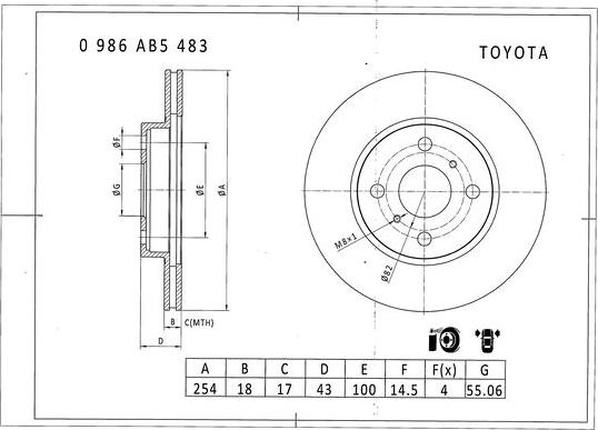 BOSCH 0 986 AB5 483 - Jarrulevy inparts.fi