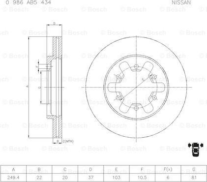 BOSCH 0 986 AB5 434 - Jarrulevy inparts.fi