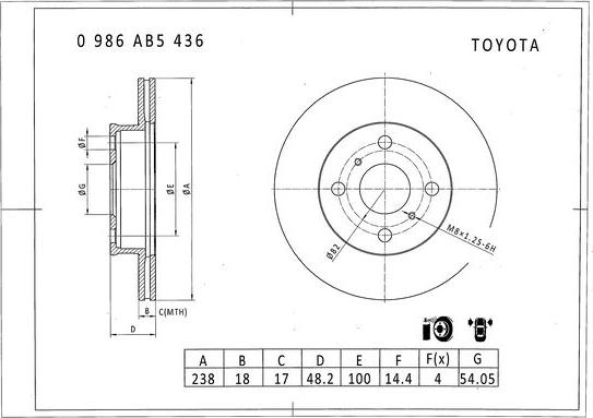 BOSCH 0 986 AB5 436 - Jarrulevy inparts.fi