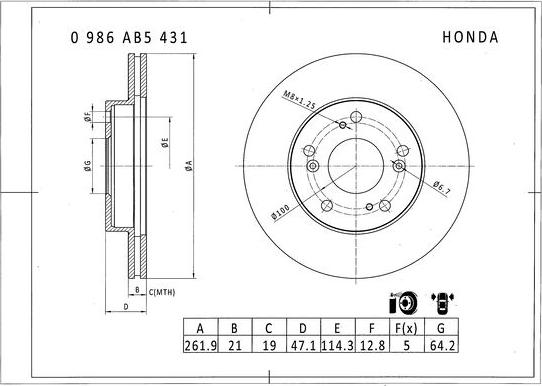 BOSCH 0 986 AB5 431 - Jarrulevy inparts.fi