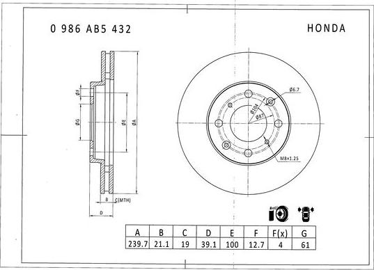 BOSCH 0 986 AB5 432 - Jarrulevy inparts.fi