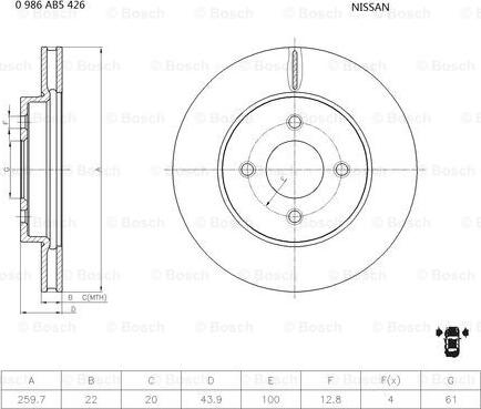 BOSCH 0 986 AB5 426 - Jarrulevy inparts.fi