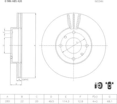 BOSCH 0 986 AB5 420 - Jarrulevy inparts.fi