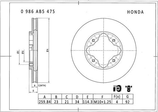 BOSCH 0 986 AB5 475 - Jarrulevy inparts.fi