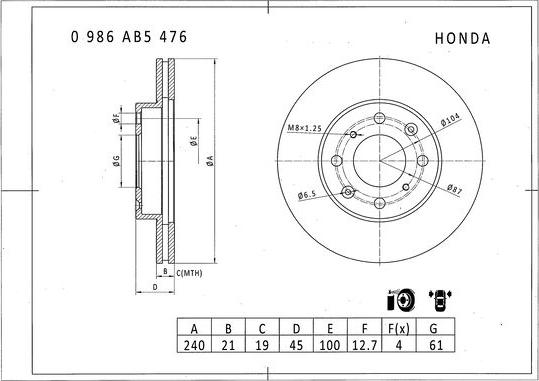 BOSCH 0 986 AB5 476 - Jarrulevy inparts.fi