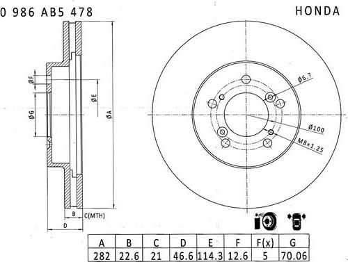 BOSCH 0 986 AB5 478 - Jarrulevy inparts.fi