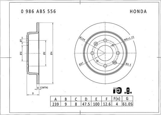 BOSCH 0 986 AB5 556 - Jarrulevy inparts.fi