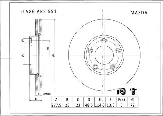 BOSCH 0 986 AB5 551 - Jarrulevy inparts.fi