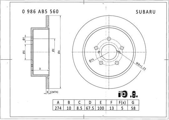 BOSCH 0 986 AB5 560 - Jarrulevy inparts.fi