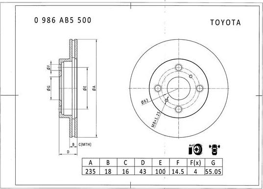 BOSCH 0 986 AB5 500 - Jarrulevy inparts.fi