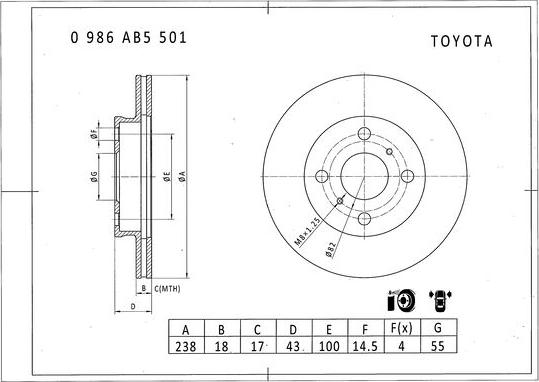 BOSCH 0 986 AB5 501 - Jarrulevy inparts.fi