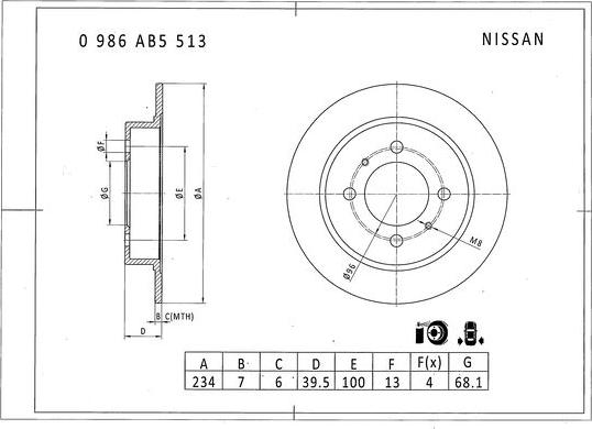 BOSCH 0 986 AB5 513 - Jarrulevy inparts.fi