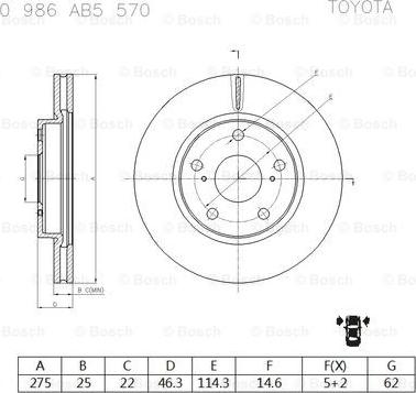 BOSCH 0 986 AB5 570 - Jarrulevy inparts.fi