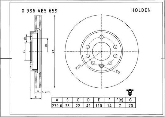 BOSCH 0 986 AB5 659 - Jarrulevy inparts.fi