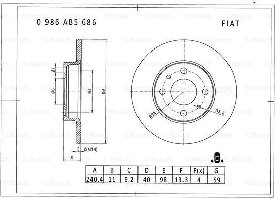 BOSCH 0 986 AB5 686 - Jarrulevy inparts.fi