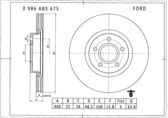 BOSCH 0 986 AB5 675 - Jarrulevy inparts.fi