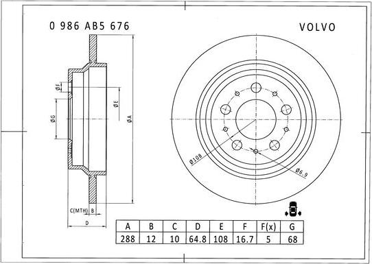 BOSCH 0 986 AB5 676 - Jarrulevy inparts.fi